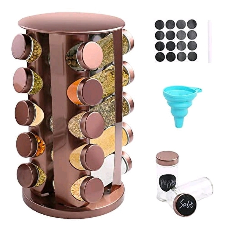New Spice Carousel Rack Rotating Organizer with 20 Spice Jars Includes 340 Labels & Silicone Funnel Retails for Over $50