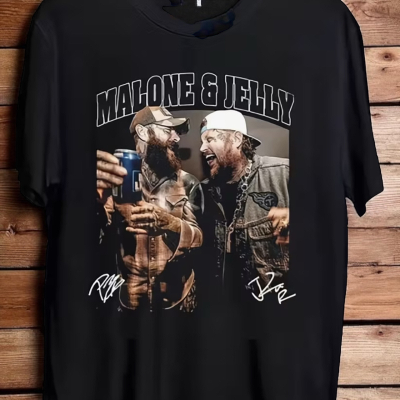 New Size 3LX MALONE Jell Roll 2025 Black Unisex Casual Streetwear Style T-Shirt with Concert Graphic Breathable Fabric, Regular Fit Short Sleeve Tee 100% Cotton Tshirt