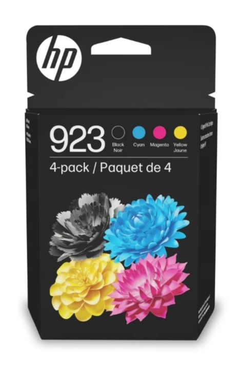 4 New HP 923 Ink Cartridge - Standard Yield - Black, Cyan, Magenta, and Yellow. Retails for $114