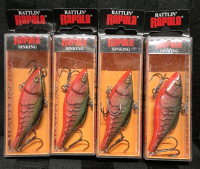 4 New Rattlin' Rapala Sinking Lures RNR-7 Crawdad Red