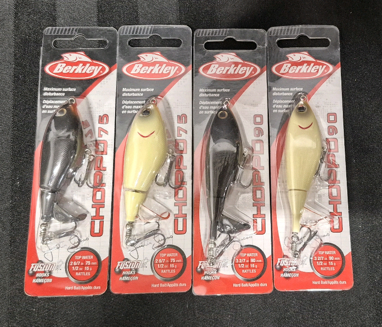 4 New Berkley Choppo 75 & 90 Lures Top Water Fusion Hooks