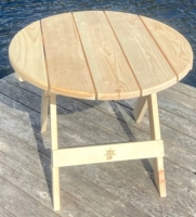 New The Bear Chair Pine Round Folding Side Table - Unfinished. 21" Tall, 28" Diameter. Retails for $109.99