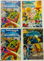 4 Vintage Marvel Fantastic Four Comics (1995) Issue #4 - Includes Duplicate, Variant, and Collectors&rsquo; Preview; 3 Covers Shadowbox Style