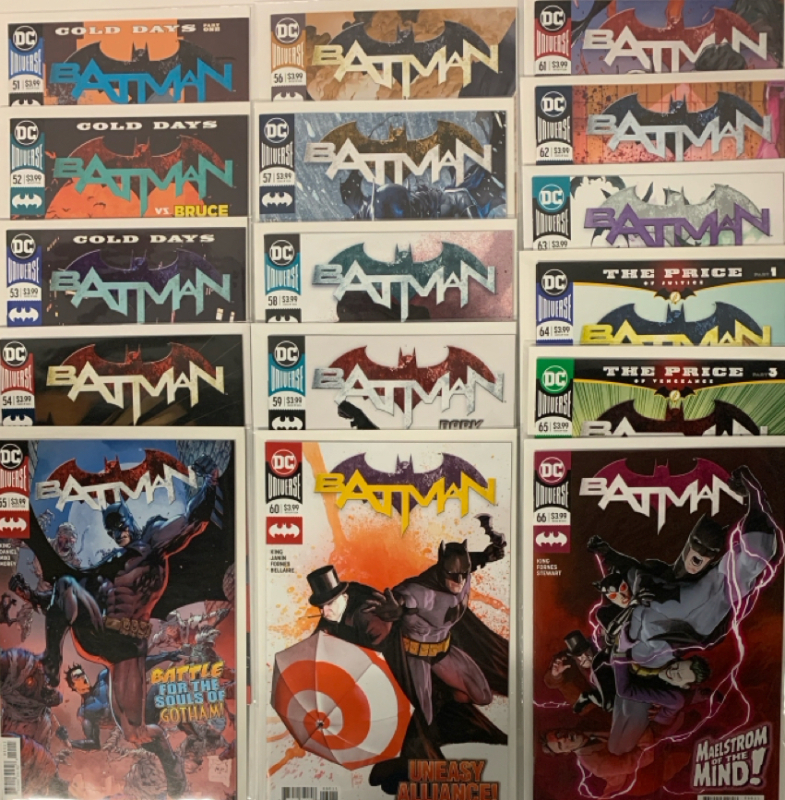 16 DC Universe Comics | BATMAN | #51-66 Consecutive Run | All Comics Bagged and Boarded | Very Good or Higher Ungraded Condition