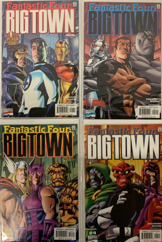 4 Marvel Comics | The Fantastic Four- Bigtown | #1-4 Complete Run | All Comics Bagged and Boarded | Very Good or Higher Ungraded Condition