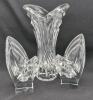 Beautiful Vintage Mikasa Art Deco Style Crystal Vase 8" Tall & 2 Candle Holders 5" Tall