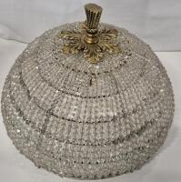 VIntage Beaded & Brass Flush Mount Light Fixture