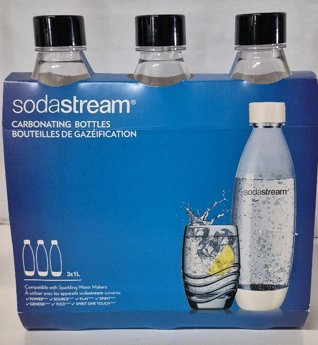 3 New Sodastream Carbonating Bottles - 1L