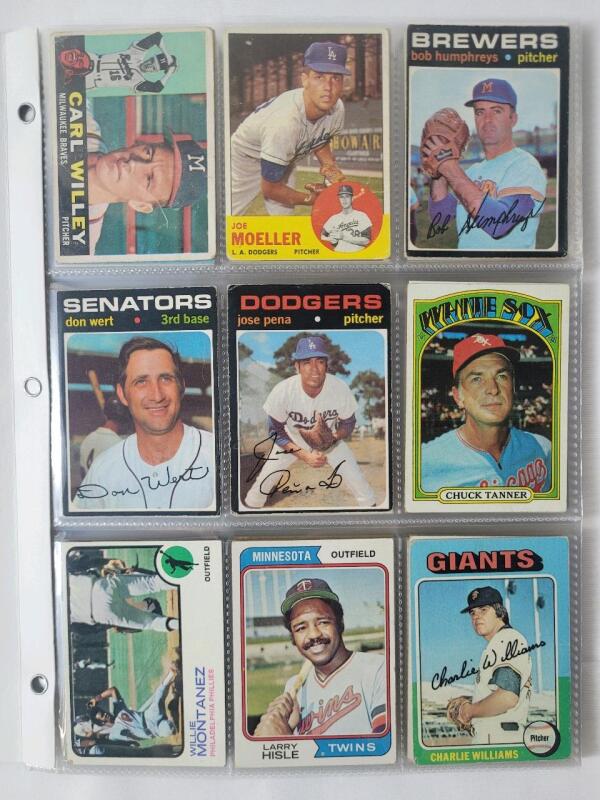 1960, 1963 & 1971 - 1991 Topps MLB Baseball Trading Card Singles . 108 Trading Cards