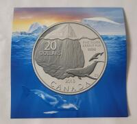 2013 Canadian Fine Silver Whale & Iceberg Twenty Dollar $20 Silver Coin .