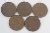 1920 - 1936 Canadian King George V Small Cent Pennies . 1920 &times;2 , 1928 , 1929 &times;2 , 1932 &times;3 , 1933 &times;2 , 1934 , 1935 &times;2 & 1936 &times;2 . Fifteen (15) Coins - 2
