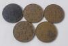 1920 - 1936 Canadian King George V Small Cent Pennies . 1920 &times;2 , 1928 , 1929 &times;2 , 1932 &times;3 , 1933 &times;2 , 1934 , 1935 &times;2 & 1936 &times;2 . Fifteen (15) Coins - 4