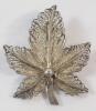 Vintage Art Deco Style Sterling Silver Leaf Brooch . Signed TOMI & Mark 925 . See photos for size