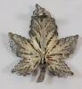 Vintage Art Deco Style Sterling Silver Leaf Brooch . Signed TOMI & Mark 925 . See photos for size - 2