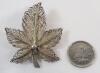 Vintage Art Deco Style Sterling Silver Leaf Brooch . Signed TOMI & Mark 925 . See photos for size - 5