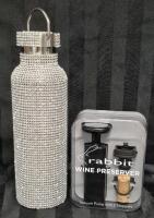 As New Rabbit Wine Preserver & Bling Water Bottle 10.5" Tall