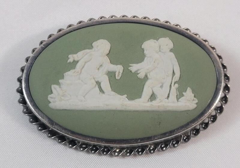 Vintage Rainbow Sterling Silver / Wedgewood Cameo Brooch . See photos for size