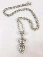 Sterling Silver Light Green Pendant & Sterling Silver Plate Chain . Chain measures Long . See photos for size