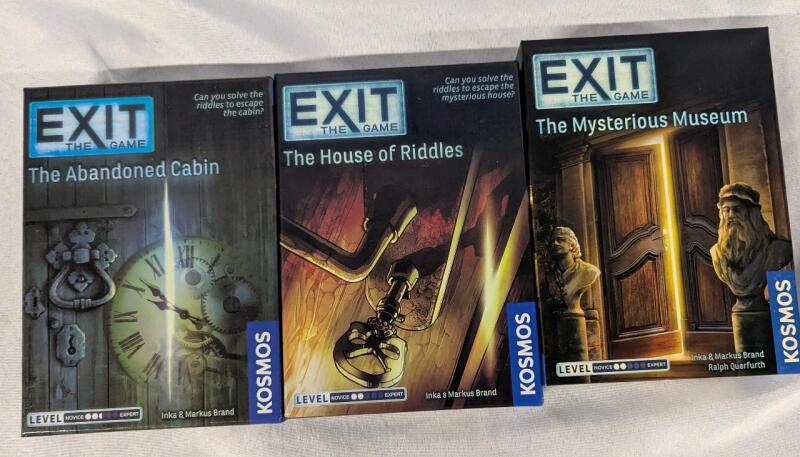 3 Kosmos Exit The Game At Home Escape Room Style Puzzles. The Abandoned Cabin, the House of Riddles, the Mysterious Museum.