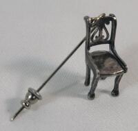 Unique Vintage Sterling Silver Chain Pin . See photos for size