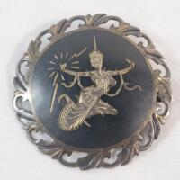 Vintage Alpha Siam Sterling Silver Niello Goddess Brooch . See photos for size