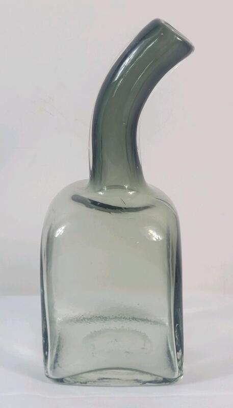 Vintage MCM Italian Design Art Glass Vase / Bottle . Measures 10" Tall . No chips or cracks