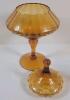Vintage Amber Art Glass Empoli "Circus Tent" Lidded Candy Jar or Apothecary Jar . Measures 13.5" tall . No chips or cracks - 3