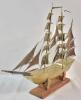 Vintage Brass Model Schooner Sailing Ship on Wooden Pedestal . Measures 17.5" long & 13" tall - 4