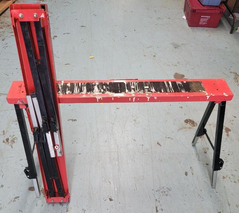 2 Metal Adjustable Height / Folding Saw Horses w/Handles .