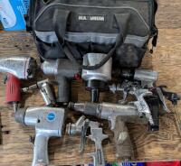 Compressed Air Tool Lot, Impact Wrenches, Sandblasters & More. Comes with Bag