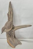 Wooden Art Sculpture Bird on Driftwood 9.5" Tall