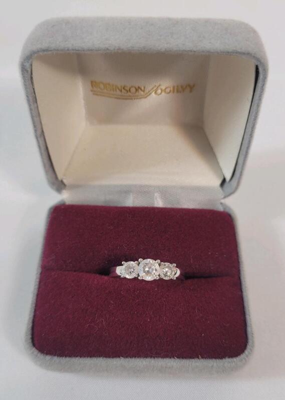 Sterling Silver 925 Ring w/Three (3) Stones . Size 6