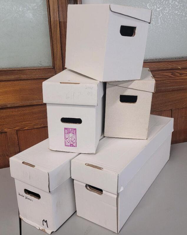 Comic Longboxes & Shortboxes . Holds 250-300 & 100 - 150 Comics Each. 27.5" by 8.5" by 11". & 13"&times;11"&times;8"