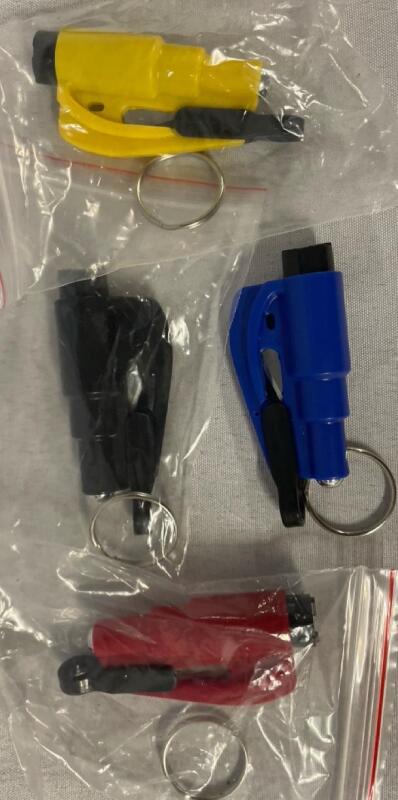 4 New Car Rescue Tool Key Ring | Cutting Blade and Spring Loaded Window Breaker