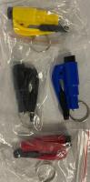 4 New Car Rescue Tool Key Ring | Cutting Blade and Spring Loaded Window Breaker