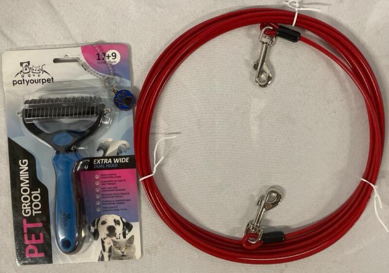 New 20&rsquo; Dog Cable, Grooming Tool and Blank Dog Tag