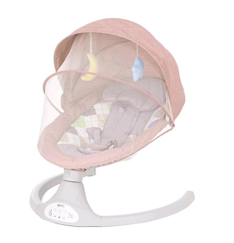 As New - Bioby Pink Music Multifunction Electric Swing Chair For Infants . Open Box , Box Has Bends from Shipping , Box opened to confirm contents and condition of swing, no damage from bent box . Some Assembly Required