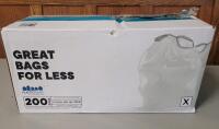 New - PlasticPlace 200 White 21 Gallon / 80 Liter Custom Fit White Drawstring Plastic Bags .