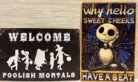 2 New 12&rdquo; Metal Novelty Halloween Signs