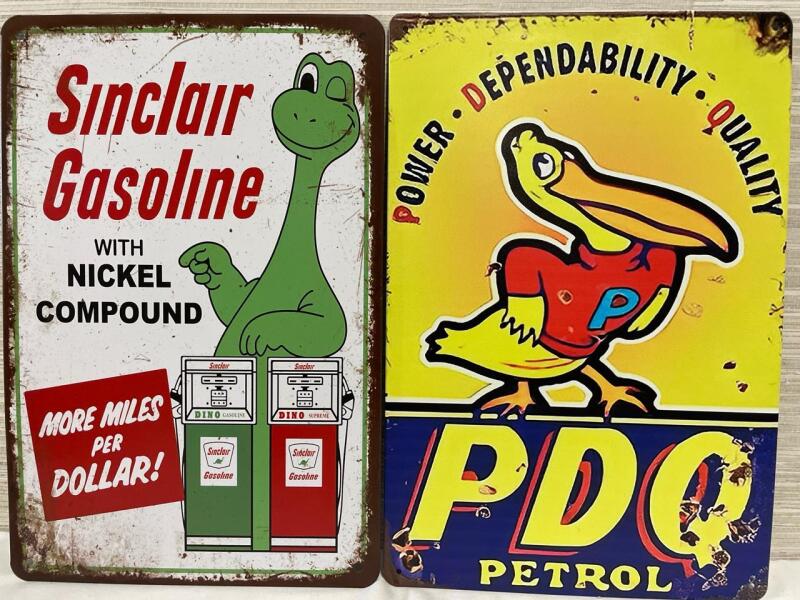 2 New 12&rdquo; Metal Novelty Petroliana Signs