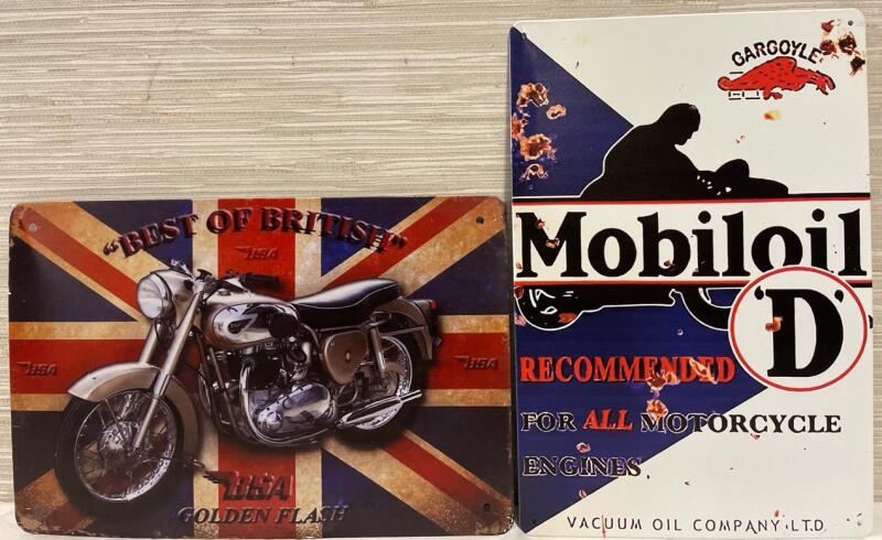2 New 12&rdquo; Metal Novelty Motorcycle Signs