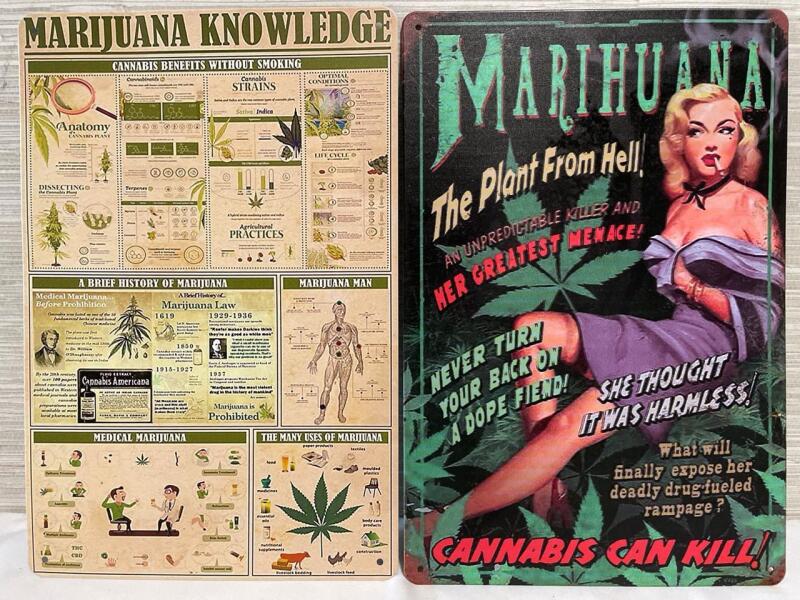 2 - 12&rdquo; Metal Novelty Marijuana Signs