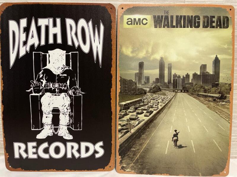 2 New 12&rdquo; Metal Novelty Signs - Walking Dead