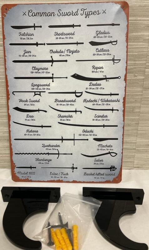 New 12&rdquo; Metal Novelty Sign with Sword Display Brackets