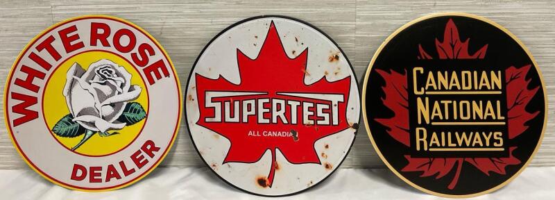 3 New 11&rdquo; Round Metal Signs