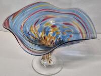 Stunning Art Glass Signed S. Bisley - Swirls of Colour 7" Tall