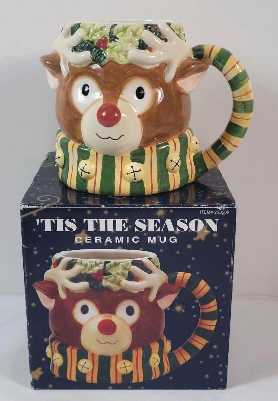 'Tis The Season Reindeer Ceramic Oversize Mug , 20oz. / 591ml