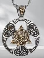Exquisite Vintage Celtic Knot Trinity Pendant Necklace Irish Knot Round Pendant approximately 1.5&rsquo;&rsquo; without bale Chain 22 inch