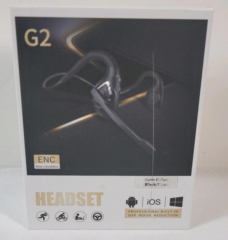 As New - G2 Open-Ear Bluetooth Headset w/Mic . Compatible with Android , iOS & Windows