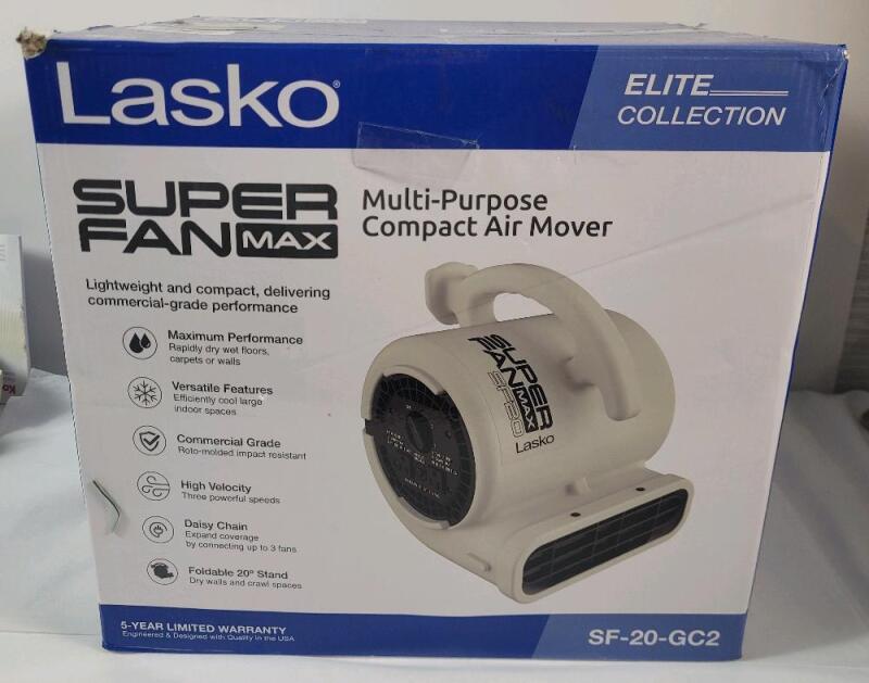 Lasko Super Fan Max Multi-Purpose Compact Air Mover , Model # SF-20-GC2 . Sealed Box